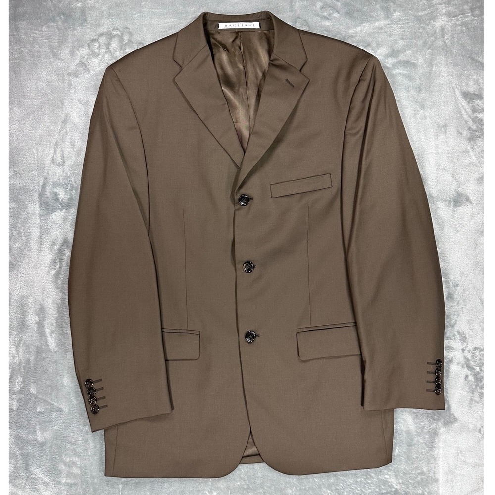 Bagliani Brown Wool Blazer Vitale Barberis Canonico Super 110s Mens 40R Jacket